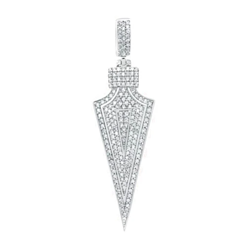 Silverjewel Iced Out Diamond Arrowhead Pendant Micro Pave Set Hip Hop Arrowhead Pendant For Unisex 925 Sterling Silver Charm Pendant Simple Arrowhead Style Bling Pendant Gift For Him