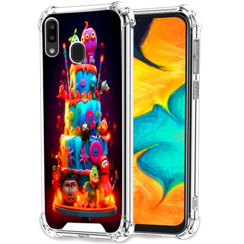DAFEI Transparent Phone Case for Samsung Galaxy A01 A10 A11 A20/30 A21 A31 A32 A41 A42 A50 A52 A53 A51 A70 A71 A72 4G/5G, Birthday Cake-AZ569 Four-Corner Reinforced
