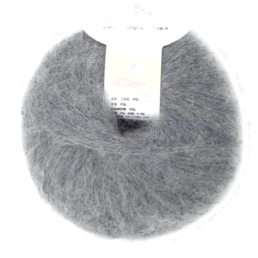 Serlium Wool Yarn for Knitting, 12 Colors Soft Thin Angora Mohair Yarn Hand Washable Long Wool Yarn DIY Scarf Crochet Thread Supplies for Craft Projects(Grey)