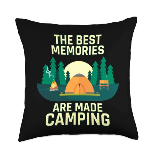 Camping Zelten Campen lustige Sprüche Wohnwagen The Best Memories are Camping Tents Nature Campfires Throw Pillow, 18x18, Multicolor