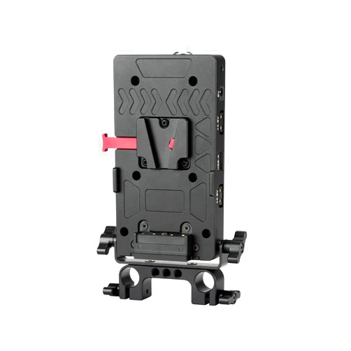 Nitze V Mount Battery Plate with 15mm Rod Clamp, 8V/3A DC, 12V/3A DC, 14.8V/10A D-taps, USB-A Output (5V/2.1A,9V/2A,12V/1.5A) and USB-C Output (5V/3A,9V/3A,12V/3A,15V/3A,20V/3A) - N21-E