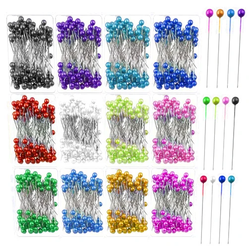 Swpeet 12 Box Sewing Pins Multicolor Head Pins Assortment Kit, Straight Quilting Pins Pearlized Ball Head Quilting Pins, Pearl Head Pins for Crafting Dressmaker DIY Craft Fabric Sewing Decorations