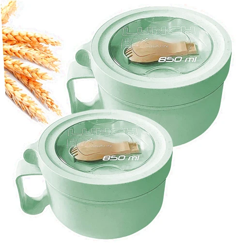 MUUBOOX 2Pack Microwave Soup Mugs with Lids,28.7oz Microwave Ramen Bowl with Lid,Improved Easy-Grip Design for On-the-Go - Holds Soup, Rice, Cereal & More - BPA-Free(Green