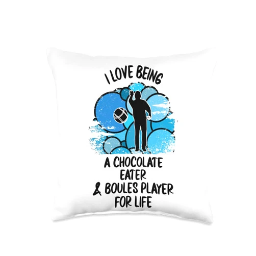 Boule Boccia Petanque Designs und Sprüche Boule Boulesports Boccia Petanque Player Botcha Chocolate Throw Pillow, 16x16, Multicolor