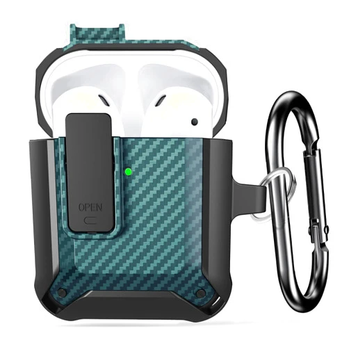 leQuiven for AirPod Case, Cover for AirPods 2nd Generation Case with Lock, Case Cover for AirPod Case 1st Generation, Supports Wireless Charging for AirPods 1st & 2nd [Front LED Visible]