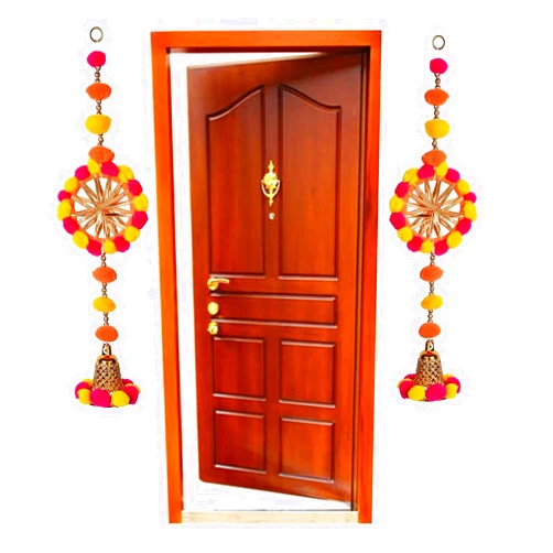 CHOTTEY LAL AND SONS Traditional Hanging Bandarwal for Door Cloth with Thread Work for Home Inauguration Pooja Room| Artificial Latkan for Festival Decoration (Multicolor, 15 inch) - Set of 2 Pieces