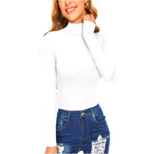 XSRYT Women's Long Sleeve Mock Turtleneck Tops Casual Slim Fitted Lightweight Under Layer Pullover Shirts