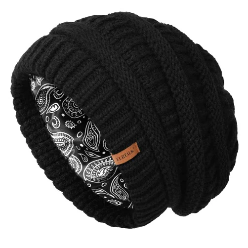 FURTALK Winter Beanie Hat for Women Satin Lined Cable Knit Chunky Slouchy Beanies Skull Warm Cap