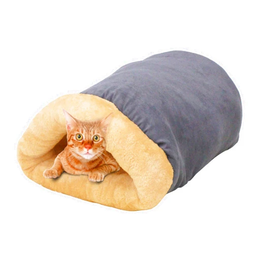 GOOPAWS 4 in 1 Self Warming Burrow Cat Bed, Pet Hideway Sleeping Cuddle Cave (Gray)