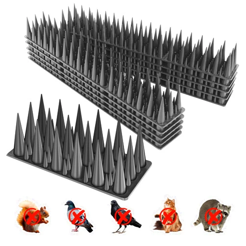 Xurraizhh Bird Spikes，Pigeon Outdoor Deterrent Device，20 Pack Bird Deterrent Spikes for Small Birds Pigeon Squirrel Raccoon Cats Bird Defender Spikes for Outside to Keep Birds Away,19.69 Feet(6M),Black