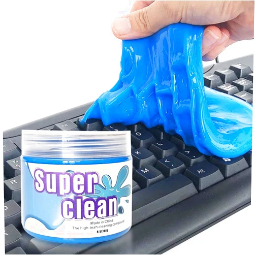 Rong Xuan Super Clean Keyboard Slime Dust Cleaner,Reusable Magic Keyboard Dust Soft Mud,Universal Gel Dust Slime Cleaner for Phone,Car Vents,Laptops,Cameras,Printers,Calculators, Screens (Blue)
