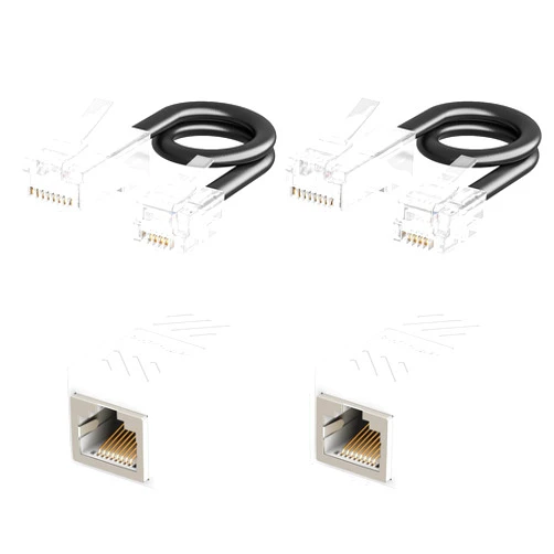 Uvital Phone Jack to Ethernet Adapter, RJ11 to RJ45 Adapter, RJ45 Female to RJ11 Male for Landline Telephone, with RJ45 to RJ11 Cable (RJ45 Coupler White + RJ45 to RJ11 Cable Black)