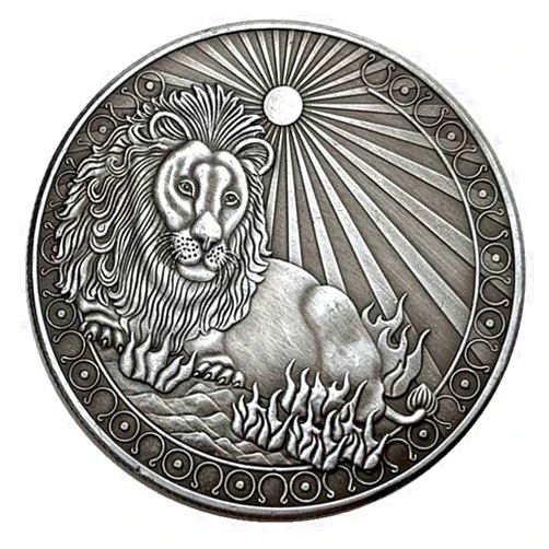 Aomcisi Creative Twelve Constellations Zodiac Coin Challenge Ancient Silver Commemorative Coins Home Decor Crafts Art Collection Gift (Leo)