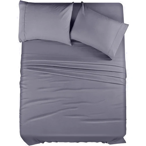 Generic Bedding King Fitted Sheet Set, 4 Piece Bedding Set, Brushed Microfiber, Shrinkage and Fade Resistant (Grey, King)