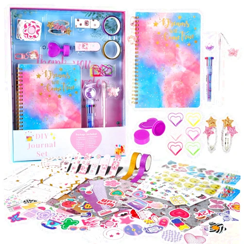WeiAlico DIY Journal Kit for Girls -8 9 10 11 12 13 14 Year Old Girl's Creativity Gift - Girl's Writing Cool Birthday Gift - Cute Art& Crafts Kits for Tween Teenage Kids-Fun Scrapbook and Diary Set