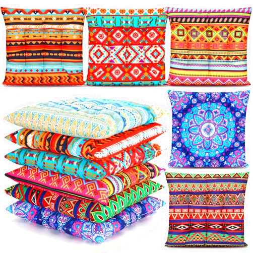 Menkxi 6 Pcs Bohemian Floor Pillows Seating 15 Inch Boho Floor Cushions Sitting Pillows for The Floor Square Yoga Mandala Meditation Pouf for Living Room Balcony Office Tatami(Stylish)