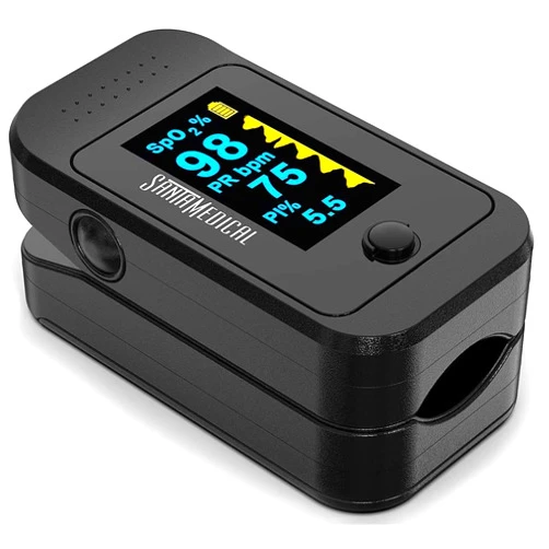 Santamedical Dual Color OLED Pulse Oximeter Fingertip, Blood Oxygen Saturation Monitor (SpO2) with Case, Batteries and Lanyard