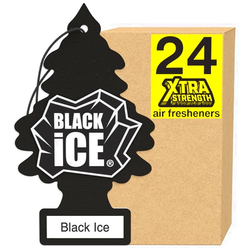 LITTLE TREES Air Fresheners Car Air Freshener. Xtra Strength Provides Long-Lasting Scent for Auto or Home. Extra Boost of Fragrance. Black Ice, 24 Air Fresheners