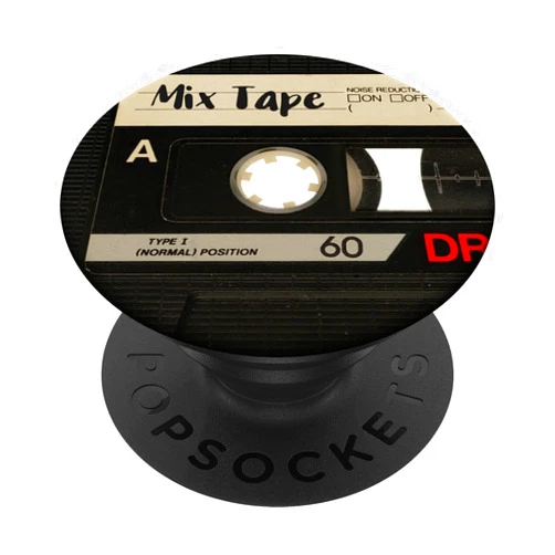 Rock Paper Tee Mix Tape Retro Cassette Design PopSockets PopGrip: Swappable Grip for Phones & Tablets PopSockets Standard PopGrip