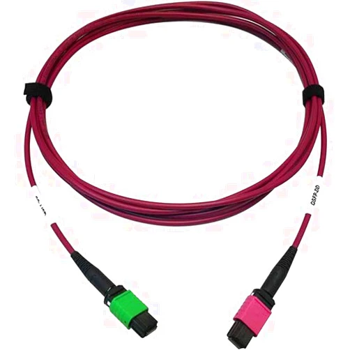 Tripp Lite 400GB Ethernet Fiber Optic Cable, Multimode 50/125 OM4 Cable, Plenum Rated, 16F MTP/MPO-APC to MTP/MPO-UPC (F/F), 3m, Magenta (N846D-03M-16BMG)