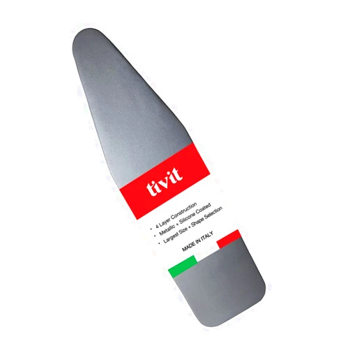 TIVIT Ironing Board Covers 15 x 49 Durable Alumitek PRO Heat Reflective Silicone Pads are Scorch & Stain Resistant - Made w/3 Layers of Padding, 3 Fastener Straps & Pull Bungee Cord - Made in Italy