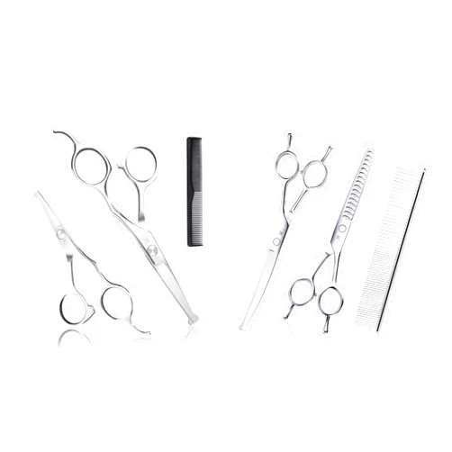 K KaCaKaCa 6.1 inch &5.1 inch Kids Hair Cutting Scissors Set & Professional 4 in 1 Pet Grooming Scissors Kit