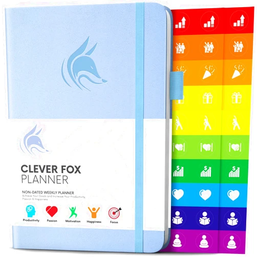 Clever Fox Planner – Undated Weekly & Monthly Planner for Productivity, Time Management & Goals – Organizer Journal – A5 (Periwinkle)