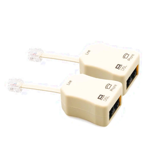 GLE2016 In-line DSL Splitter Adapter with Noise Filter for Telephone Phone Fax Accessory (Pack of 2)