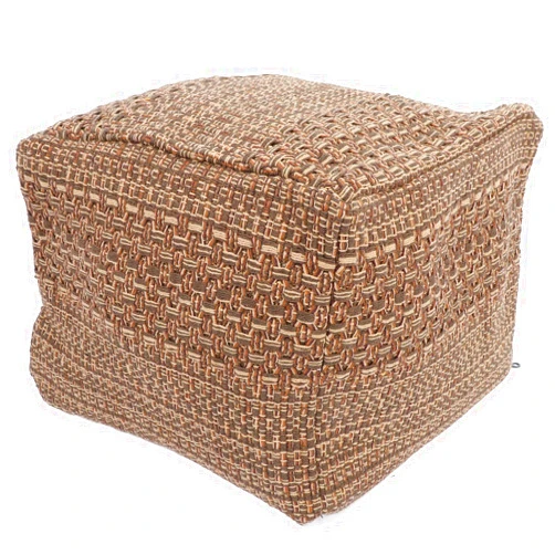 VOSAREA Pouf Ottoman Square Pouf Cover, Khaki, Cotton, Linen