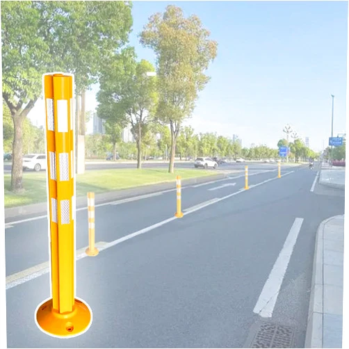 CMYUN Flexible Safety Bollard/Driveway Barrier, Plastic Stanchion with Removable Base, Durable Parking Post for Parking Lot/Sidewalk/Street(Style A)