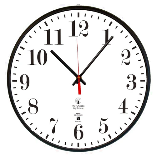 Chicago Lighthouse Slimline Atomic Wall Clock, Black, 12.75
