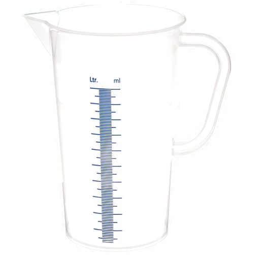Vitlab Polypropylene Graduated Pitcher with Blue Molded Graduations, 1000mL Capacity (Pack of 6)