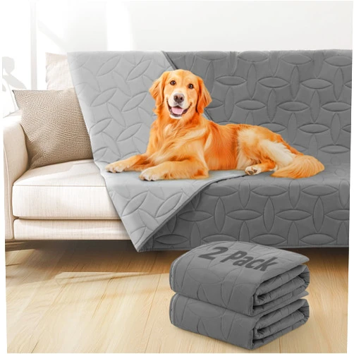 LOOBANI 2 Pack Waterproof Dog Blanket, Reversible and Washable Pet Bed Covers, Protects Furniture, Couch, Bed, and Car from Spills and Scratches, Soft and Cozy for Large Dogs and Puppies, 54x82In