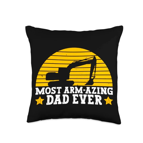 Digger And Heavy Equipment Operator Designs Excavator Driver Father and Heavy Equipment Operator Dad Throw Pillow, 16x16, Multicolor