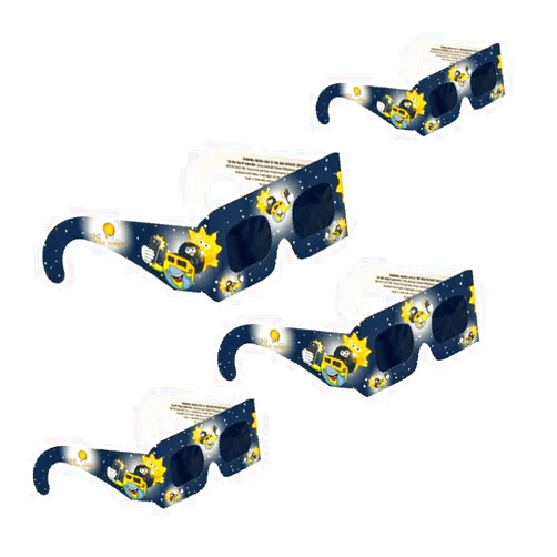 Lunt Solar Systems 4 Pack Junior Size Eclipse Glasses - AAS Approved, ISO Certified Safe Eclipse Glasses for Kids - Perfect Solar Eclipse Glasses