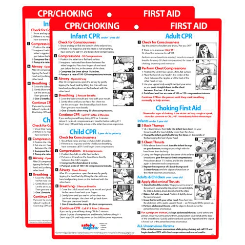 Safety Magnets CPR, Choking First Aid Magnets (2 Pack) - Infants, Children, Adults - Heimlich Maneuver Emergency Instructions - Laminated Charts, Magnets on Back, 8.5 x 11 inches
