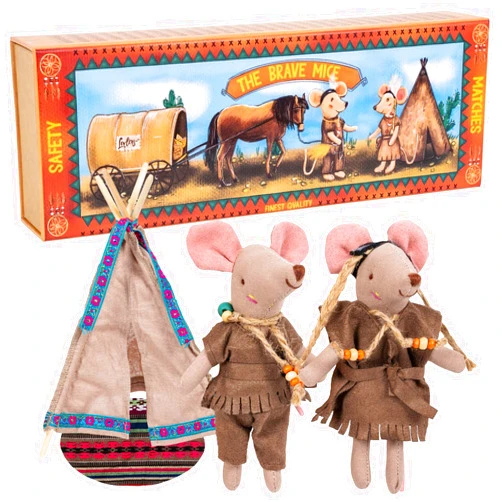LEVLOVS Christmas Mouse in a Matchbox and Friends Toy Baby Registry Gift VIP Mice Plush Toy (Beige)