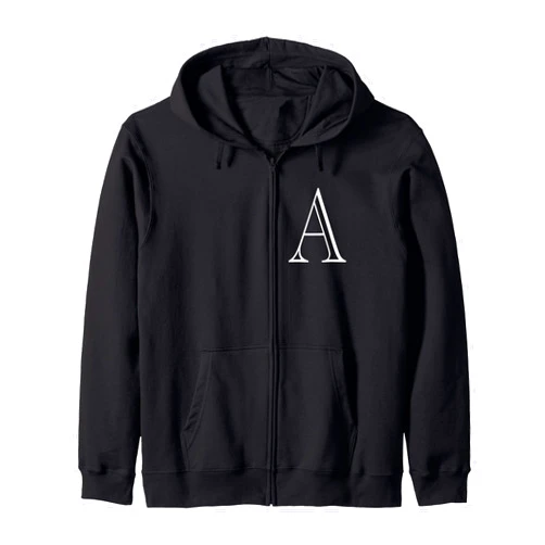 Letters of the Alphabet Classic Style Capital Font The Letter A Classic Style Capital Alphabet Monogram Initial Zip Hoodie
