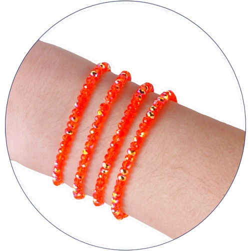 CHENSILAIYI Trendy Orange Beaded Bracelets for Teen Girls and Women - Boho Stacked Bead Jewelry Sets - Gifts for Girls and Women- Stretch Bracelet Pack (Orange 4Pcs)