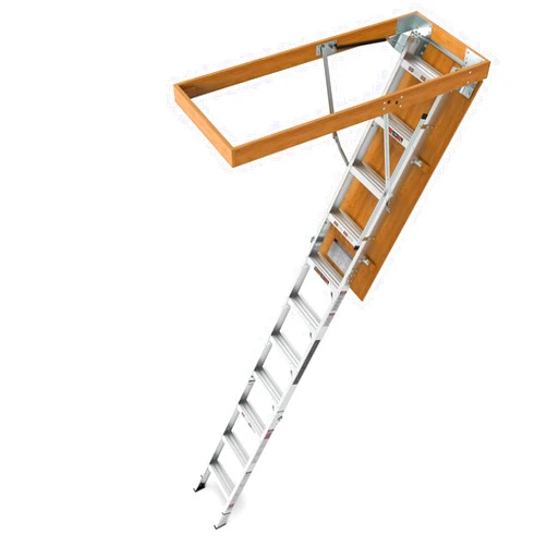 AVGVLIJ Aluminum Attic Ladder - Retractable Loft Stairs, Folding Pull-Down Design, Manual Lifting for 7'8