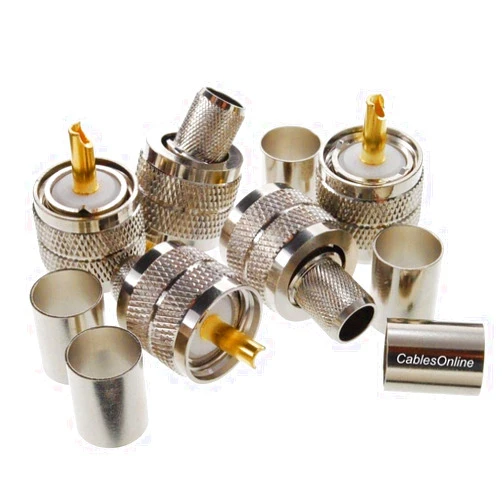 CABLESONLINE.COM ATLANTIC COMPUTERTECH CablesOnline, 5-Pack UHF PL-259 Male Crimp Type Connector for 50-Ohm RG8/RG213/LMR400 Coax Wire