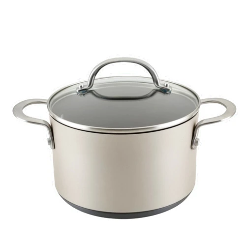 Anolon Achieve Hard Anodized Nonstick Saucepot with Lid, Aluminum, 4 Quart, Silver