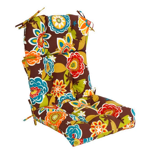 Blazing Needles Multi-Section Tufted Outdoor Chair Cushion, 22 x 45, Annie Chocolate