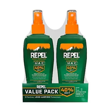 Repel 24101 Bee Sportsmen Max Formula Spray Pump 40% DEET, 2/6-Oun, 6 ounce - 2 pack, Green Spray 6 Ounce - 2 pack