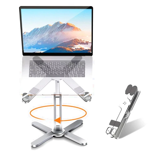 Moallia Laptop Stand with 360 Rotating Base, Computer Notebook Laptop Riser Metal Holder for Desk Collaborative Work, Fully Foldable for Easy Storage, Fits All MacBook, Laptops up to 16 inches