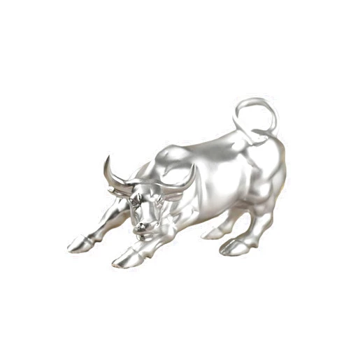 DUJEFF Sculpture Home Decoration Bull,Wall Street Bull Statue（Feng Shui） Represents Good Luck of Life Wealth, Bull Figurine Bull Gift Resin, Silver