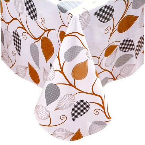 HRNJJYP Heavy Duty Vinyl Tablecloth with Flannel Backing Waterproof Oil-Proof PVC Table Cloth Stain-Resistant Wipeable Rectangle or Square Table Cover (Leaves, 54X54 Inch)