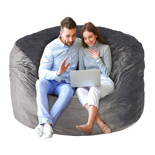 SIMFLAG 5Ft Giant Bean Bag Chair, Memory Foam Filling Bean Bag Chairs with Velvet Cover, Removable and Machine Washable Cover, Bean Bag Chair for Adult - Grey