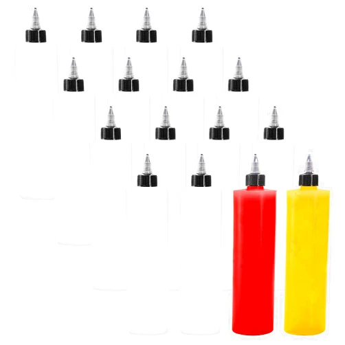 Bekith 12 Pack 16oz Plastic Squeeze Condiment Bottles with Twist Top Caps, Empty Boston Dispensing Bottles for Icing, Cookie Decorating, Sauces, Arts and Crafts