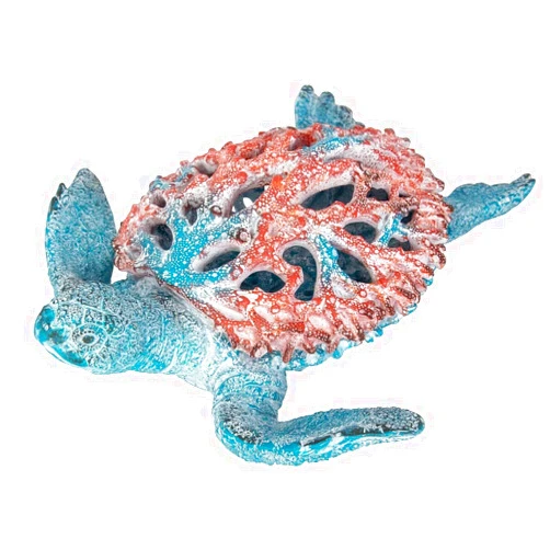 Corner Merchant Coral Reef Sea Turtle Statue Beach Decorations for The Home Coastal Collection (Blue, 13